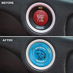ToolEpic for Dodge Challenger Charger Durango Hellcat Decal Accessories 2015-2021 - Engine Start Stop Button Overlay Sticker Emblem - Push to Start Button Baby Blue Badge Cover - Perfect for Decals