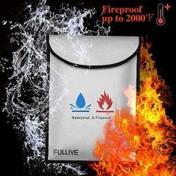 Fireproof Document Bag - 15''X11'' Fireproof Safe Bag, 7''x9'' Money Pouch Envelope, Non-Itchy Silicone Coated File Storage, Waterproof Document Holder, Money Bag with Zipper