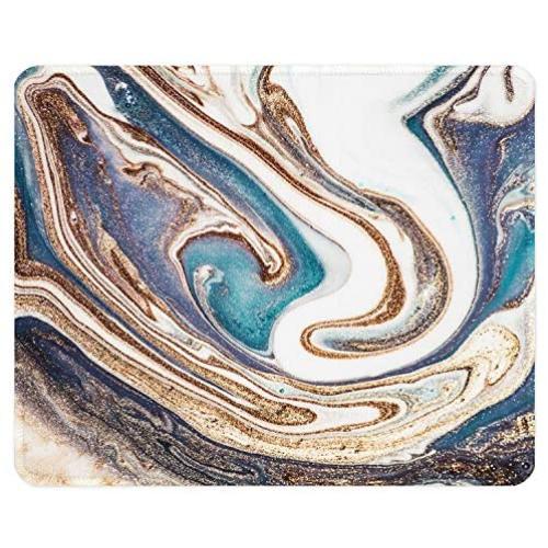 ITNRSIIET Gaming Mouse Pad with Stitched Edges, Premium-Textured Mouse Mat Pad, Non-Slip Rubber Base Mousepad for Laptop, Computer & PC, 10.2×8.3×0.12 inches, Natural Luxury marbling Art