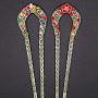 2 Pcs Vintage Hair Stick, Crystal Rhinestone Double Prong Hair Pin Stick Hairstyle Chignon Hairpin