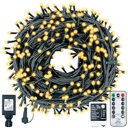 Decute 500 LED Christmas Tree String Lights 164FT Connectable with Remote, 8 Modes & Timer Outdoor Indoor Warm White Twinkle Starry Lights for Halloween Patio Garden Wedding Party Decor