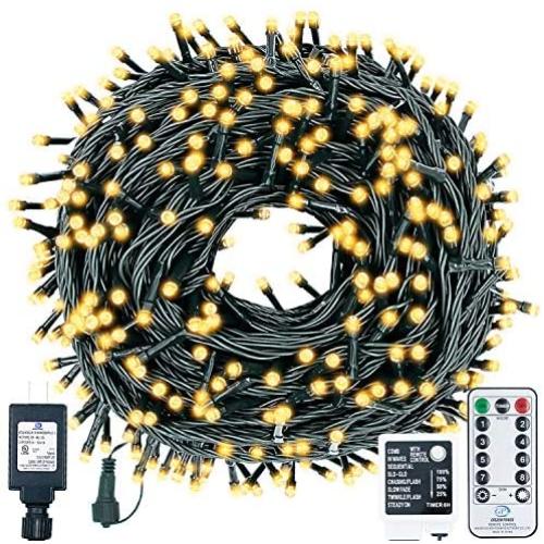 Decute 500 LED Christmas Tree String Lights 164FT Connectable with Remote, 8 Modes & Timer Outdoor Indoor Warm White Twinkle Starry Lights for Halloween Patio Garden Wedding Party Decor