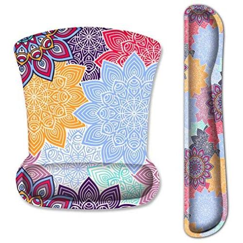 EkuaBot Abstract Flower Keyboard Wrist Rest Pad & Mouse Wrist Rest Support Pads Set for Computers & Laptop, Memory Foam, Soft and Breathable, Ergonomic Design, Non-Slip Rubber Base, Easy Typing