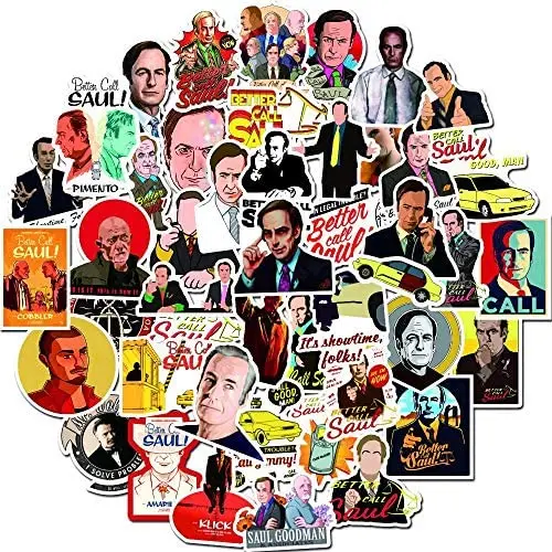 50 Pcs Waterproof Vinly Anime Stickers Pack for Better Call Saul,Funny Stickers for Laptop MacBook Skateboard Flasks Waterbottles Phone,Non-repeative Stickers for Kids Teens Boys Girls Toddlers.