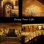 ZIMINGU Icicle Lights, 13FT, 144 LEDs, 8 Modes Christmas Lights Outdoor Connectable Dripping Curtain Decoration String Lights for Wedding Thanksgiving Gazebo Shopping Mall Yard Indoor (Warm White)