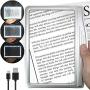 [Rechargeable] 3X Large Ultra Bright LED Page Magnifier with 12 Anti-Glare Dimmable LEDs(Evenly Lit Viewing Area & Relieve Eye Strain)-Ideal for Reading Small Prints & Low Vision Seniors