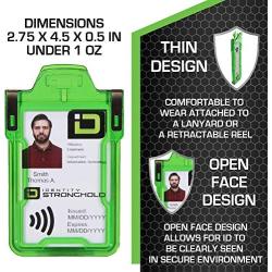 Identity Stronghold - Secure RFID Badge Holder for 1 Card - Heavy Duty Hard Plastic ID Badge Holder - USA Molded and Assembled - FIPS 201 Approved RFID Blocking Security - Green