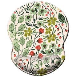 BOSOBO Ergonomic Mouse Pad with Gel Wrist Rest Support, Art Design Floral Wrist Rest Pain Relief Mousepad Custom Flowers Mouse Mat for Office Home Computer Laptop Women and Men, Non-Slip PU Base