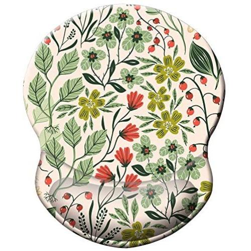 BOSOBO Ergonomic Mouse Pad with Gel Wrist Rest Support, Art Design Floral Wrist Rest Pain Relief Mousepad Custom Flowers Mouse Mat for Office Home Computer Laptop Women and Men, Non-Slip PU Base