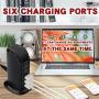 Quick Charge 3.0 USB Wall Charger 6 Ports Desktop QC 3.0 USB Hub Charging Station Travel Charger Fast Charging Compatible with Phones,Tablets Smartphones and More(Black)