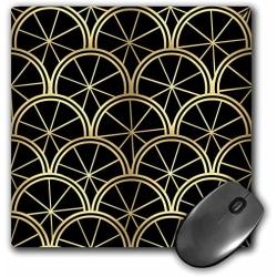 3dRose Art Deco Pattern Black & Gold Mouse Pad, 8'' x 8'' (mp_212491_1)