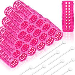 24 Pieces Brush Hair Rollers Mesh Hair Rollers Hair Curlers Rollers with Roller Pins for Women Girls Hair Barber Hairdressing Tools Hairstyle Supplies, 0.79 Inch in Diameter