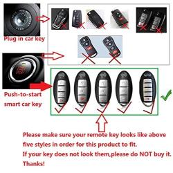 M.JVisun Genuine Carbon Fiber Key Fob Cover for Nissan 370Z Altima Maxima Murano Armada GT-R Leaf Sentra Rogue Pathfinder Versa Smart Car Remote Key, Mens Car Key Fob Case Womens Fob Cover - Red