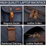 Canvas Laptop Backpack,VASCHY Vintage Waxed Canvas Anti-theft Backpack for Men Fits 15.6inch Laptop Navy