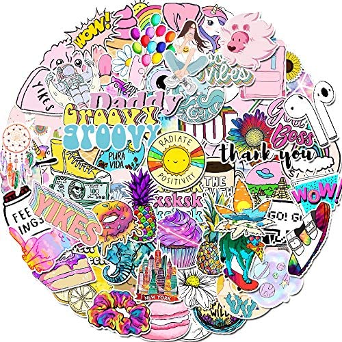 Sweetures Vsco Stickers for Water Bottles 100 PCS, Funny Cute Stickers for Teens,Girls,Adults - Perfect for Waterbottle,Laptop,Phone,Hydro Flask