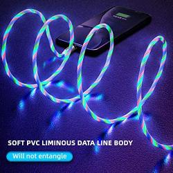 Flowing LED Magnetic Charging Cable 3 in 1 Magnetic Cable Visible LED Glowing Light 5ft Streamer Magnet USB Charger Cable Compatible with Android,Micro USB,Type C/USB C,i-Product Smartphone Tablet