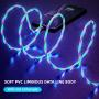 Flowing LED Magnetic Charging Cable 3 in 1 Magnetic Cable Visible LED Glowing Light 5ft Streamer Magnet USB Charger Cable Compatible with Android,Micro USB,Type C/USB C,i-Product Smartphone Tablet