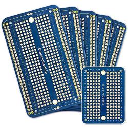 ElectroCookie Solderable Breadboard PCB Board for Electronics Projects Compatible for DIY Arduino Soldering Projects, Gold-Plated (5 Pack + 1 Mini Board, Blue)