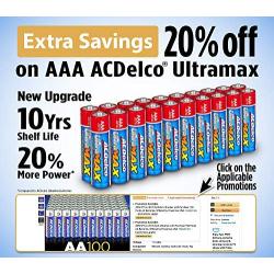 ACDelco 100-Count AA Batteries, Maximum Power Super Alkaline Battery, 10-Year Shelf Life, Recloseable Packaging