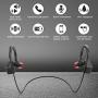 LETSCOM Bluetooth Headphones V5.0 IPX7 Waterproof, Wireless Sport Earphones, HiFi Bass Stereo Sweatproof Earbuds W/Mic, Noise Cancelling Headset for Workout, Running, Gym, 8 Hours Play time