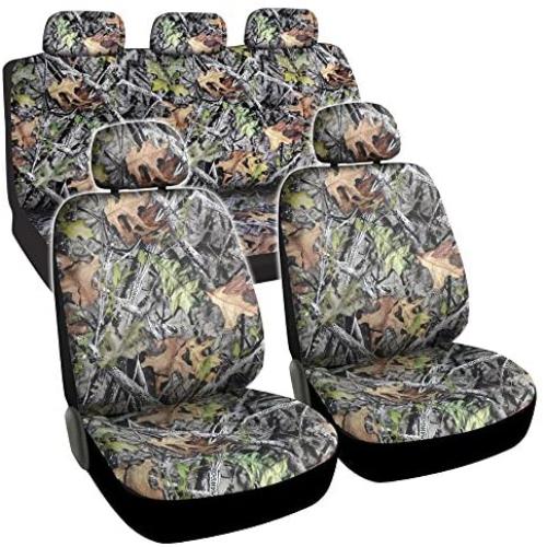 BDK Camo Car Seat Covers - Full 9 Piece Set - Waterproof Protection for Car Truck SUV Van - Camouflage (Maple Forest)