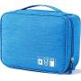 Electronics Accessories Organizer Bag, Universal Travel Digital Accessories Storage Bag for Portable Charger, Cables, Earphone, Ipad Mini, iPhone, Cord, Customize Inside with Dividers - Blue