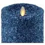 Luminara Flameless Pillar Candle (Blue Glitter, 7-Inch Tall); LED Battery-Operated Candle with Remote, Great for Christmas and Holidays