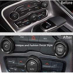 Challenger/Charger Control Knob Covers，Custom Fit Volume AC Radio Switch Button Decal Trim Rings Set of 3 - Compatible with Dodge Challenger/Charger (2015-UP) - Black