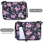 Universal Electronics Accessories Organizer, Waterproof Portable Cable Organizer Bag,Travel Gear Carry Bag for Cables (L, Black) (Flower, L)