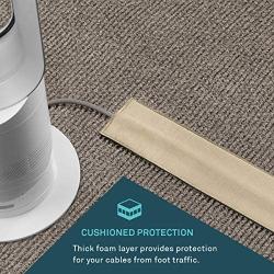 5-Ft Carpet Cord Cover for Short Pile Loop Style Carpet ONLY, Premium Cushioned Floor Cord Protector with Hook-and-Loop Fastener in Beige