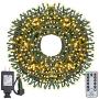 Haynery 500 LED Christmas String Lights 164FT Extendable with Remote, Outdoor Indoor Plug in Twinkle Lights for Christmas Tree Party Garden Decoration, Warm White