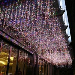 ZIMINGU LED Icicle Lights,LED Curtain Light,96LEDS 13FT 8 Modes,RGB Decorations Fairy Lights for Holiday Party Yard Garden Wedding Bedroom Patio Christmas (Multicolor, 4M)