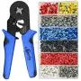 Ferrule Crimping Tool Kit, Sopoby AWG 28-7 Self-adjustable Ratchet Ferrule Crimper Plier Set with 1200PCS Wire Ferrules Crimp Connectors Wire Terminals