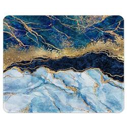 ITNRSIIET Gaming Mouse Pad with Stitched Edges, Premium-Textured Mouse Mat Pad, Non-Slip Rubber Base Mousepad for Laptop, Computer & PC, 10.2×8.3×0.12 inches, Blue Cracked Marbling