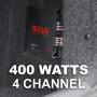 BOSS Audio Systems R1004 4 Channel Car Amplifier – Riot Series, 400 Watts, Full Range, Class A/B, 2 Ohm Stable, IC (Integrated Circuit) Great for Car Speakers and Car Stereos