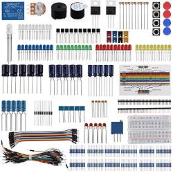 Keywishbot Electronic Component Base Fun Kit Bundle with Breadboard Cable Resistor,Capacitor,LED,Potentiometer for Arduino Development Board R3,MEGA2560, Raspberry Pi