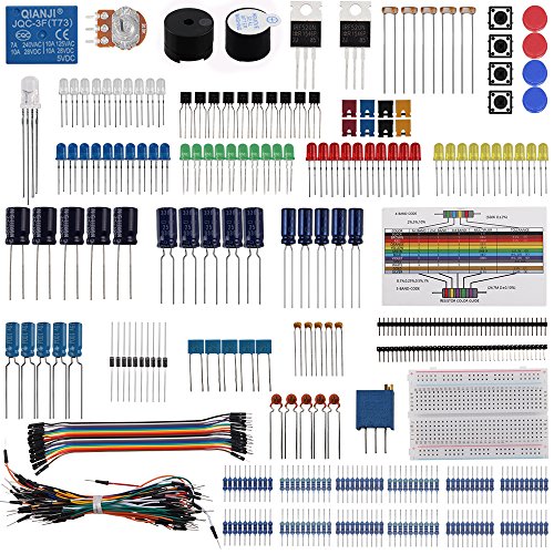 Keywishbot Electronic Component Base Fun Kit Bundle with Breadboard Cable Resistor,Capacitor,LED,Potentiometer for Arduino Development Board R3,MEGA2560, Raspberry Pi
