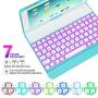 iPad Keyboard Case 9.7 for iPad 2018 (6th Gen) - 2017 (5th Gen) - iPad Pro 9.7 - iPad Air 2 & 1, 7 Color Backlit Keyboard Case/360 Rotate Wireless/BT Keyboard Case with Auto Sleep/Wake (Tiffany Blue)