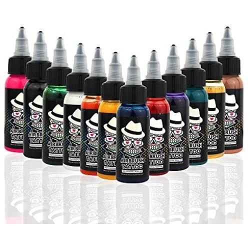 OPHIR 12x30ML/Bottle Airbrush Body Art Inks Pigment for Airbrushing Temporary Tattoo Airbrush Body Tattoo Colors