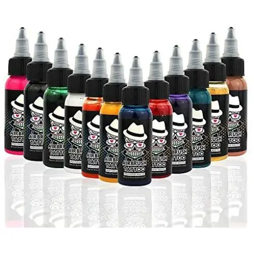 OPHIR 12x30ML/Bottle Airbrush Body Art Inks Pigment for Airbrushing Temporary Tattoo Airbrush Body Tattoo Colors