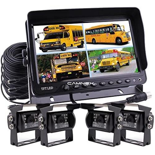 Camnex Backup Camera System 9 inch TFT LCD Monitor Quad Split Screen Rear View Camera Kit Harvester Camera Truck Camera Caravan Camera