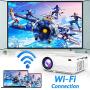 WiFi Projector, POYANK 6000Lumens WiFi Projector, Full HD 1080P Supported Mini Projector, Compatible with TV Stick/Phones/Tablet/PS4/TV Box/HDMI/USB/AV Projector for Outdoor Movies [2021 Upgrade]