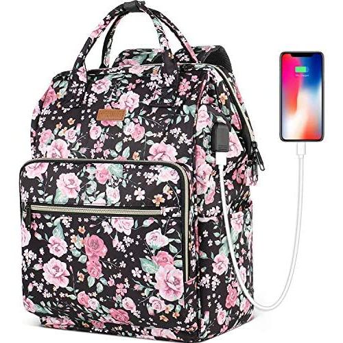 Laptop Backpack for Women, 15.6-Inch Stylish School Backpack with USB Charging Port RFID Anti Theft Water Resistant Casual Daypack Travel Backpacks Purse for Business Travel Gifts,Flower Laptop Backpack for Women, 15.6-Inch Stylish School Backpack with USB Charging Port RFID Anti Theft Water Resistant Casual Daypack Travel Backpacks Purse for Business Travel Gifts,Flower