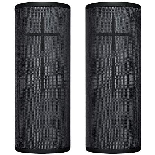 2-Pack Ultimate Ears UE MEGABOOM 3 Bluetooth Wireless Speaker - Waterproof Big Portable Stereo Audio System with Extra Bass - Eco Friendly Packaging - Night Black