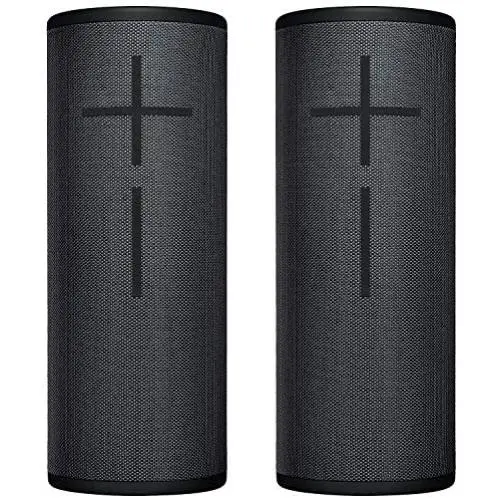 2-Pack Ultimate Ears UE MEGABOOM 3 Bluetooth Wireless Speaker - Waterproof Big Portable Stereo Audio System with Extra Bass - Eco Friendly Packaging - Night Black