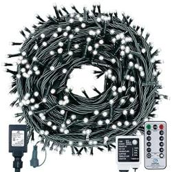 Decute 500 LED Christmas String Lights 164FT Long Tree Lights Connectable with Remote,8 Modes &Timer Outdoor Indoor Cool White Twinkle Starry Lights for Halloween Patio Garden Wedding Party Decor