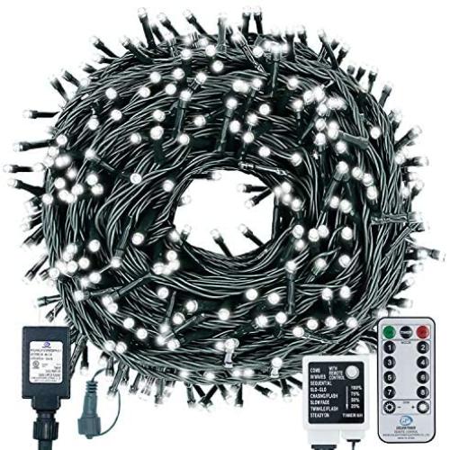 Decute 500 LED Christmas String Lights 164FT Long Tree Lights Connectable with Remote,8 Modes &Timer Outdoor Indoor Cool White Twinkle Starry Lights for Halloween Patio Garden Wedding Party Decor