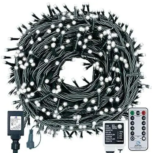 Decute 500 LED Christmas String Lights 164FT Long Tree Lights Connectable with Remote,8 Modes &Timer Outdoor Indoor Cool White Twinkle Starry Lights for Halloween Patio Garden Wedding Party Decor