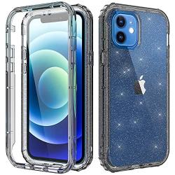 Cyberowl Compatible with iPhone 12 Case/iPhone 12 Pro Case 6.1 inch with Built-in Screen Protector Full-Body Rugged Slim Fit Shockproof Hard Plastic & Soft TPU Resistant Cover (GW09 Glitter Black)