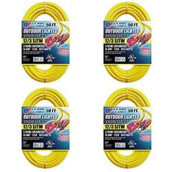 US Wire 74050 50-Foot Heavy Duty Lighted Plug Extension Cord (Yellow, 4-Pack)